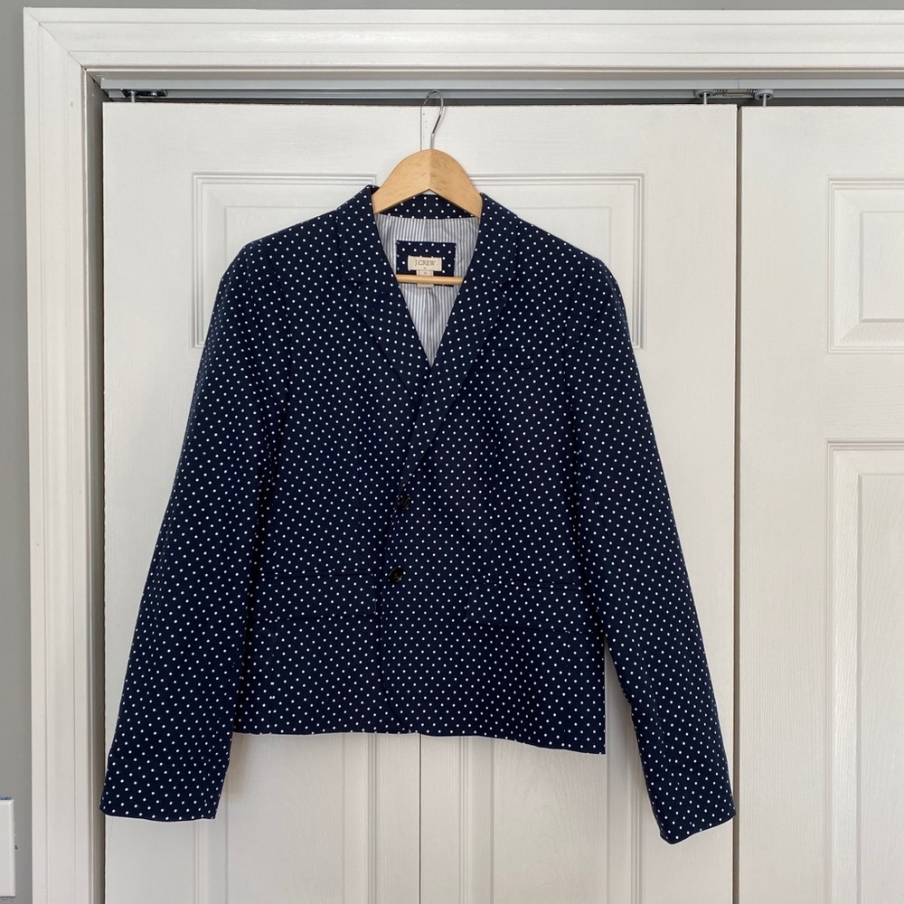 J Crew Navy Polka Dot Blazer 14